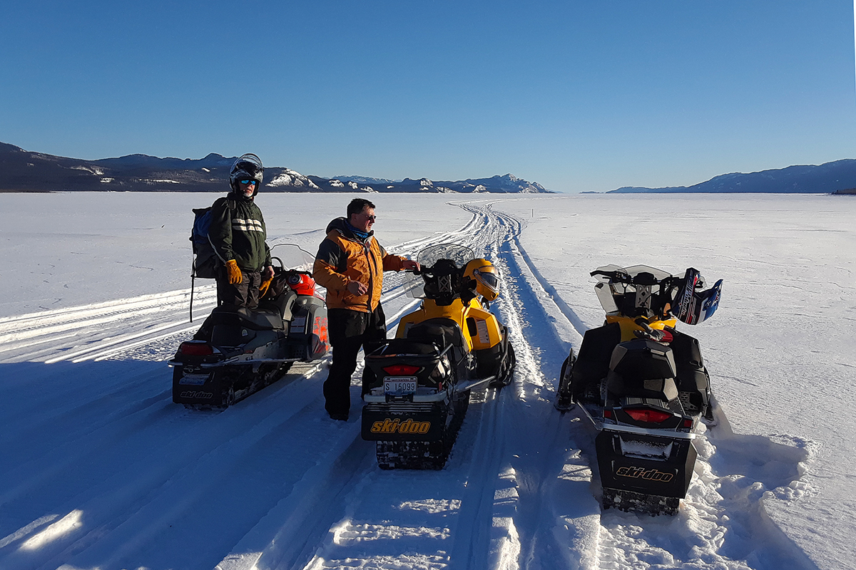 Lake Laberge scenic route on the K.S.A.'s Annual Dawson Overland Trail Ride - March 2019