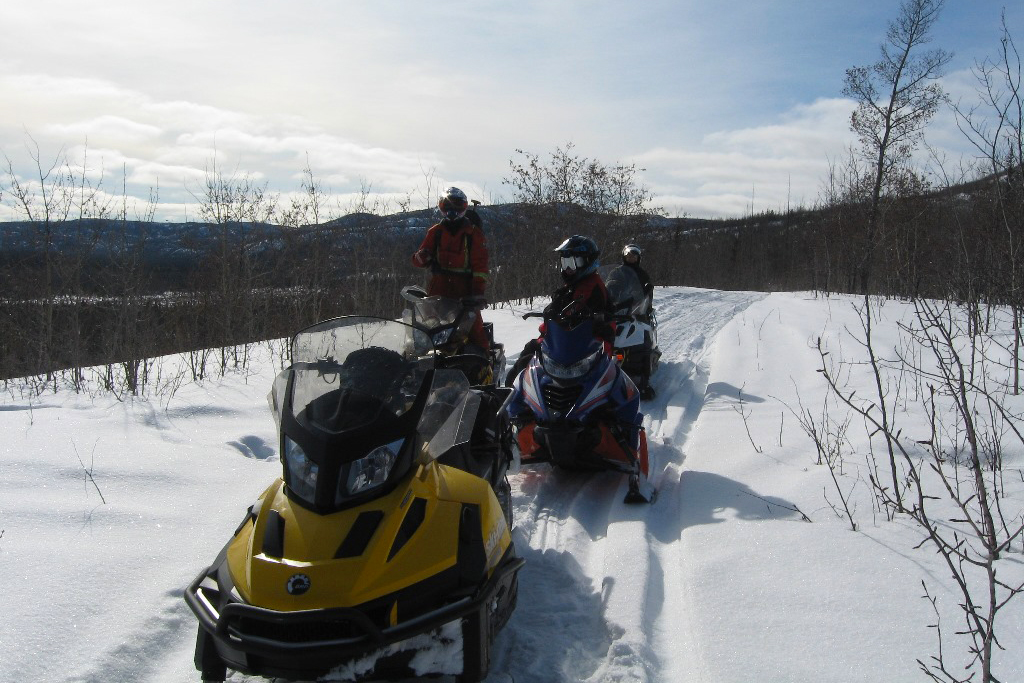 Snowmobilers enjoying the Yukon's snowmobiling season - March 2020.