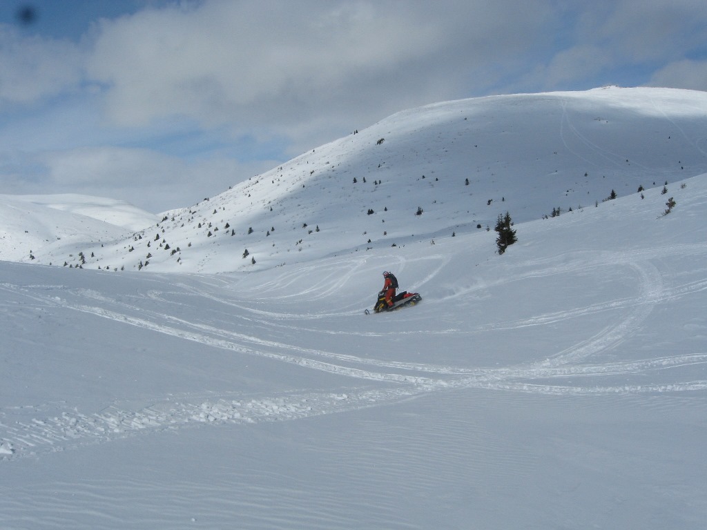Snowmobiling near Tally Ho mountain - April 2020