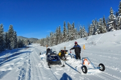 Klondike Snowmobile Association volunteers grooming the Copper Haul Trail - February 2021
