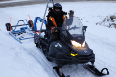 Klondike Snowmobile Association volunteers grooming the Hamilton Blvd Multi-Use Trail in Whitehorse - December2024